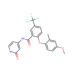 COc1ccc(Oc2ccc(C(F)(F)F)cc2C(=O)Nc2cc[nH]c(=O)c2)c(C)c1 ZINC000223835400