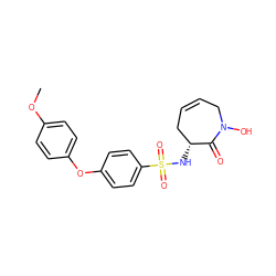 COc1ccc(Oc2ccc(S(=O)(=O)N[C@@H]3CC=CCN(O)C3=O)cc2)cc1 ZINC000073196598