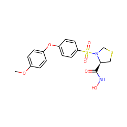 COc1ccc(Oc2ccc(S(=O)(=O)N3CSC[C@H]3C(=O)NO)cc2)cc1 ZINC000073312748