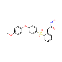 COc1ccc(Oc2ccc(S(=O)(=O)c3ccccc3CC(=O)NO)cc2)cc1 ZINC000045287050
