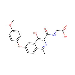 COc1ccc(Oc2ccc3c(C)nc(C(=O)NCC(=O)O)c(O)c3c2)cc1 ZINC000114017154