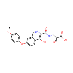 COc1ccc(Oc2ccc3c(O)c(C(=O)NC[C@H](O)C(=O)O)ncc3c2)cc1 ZINC000146769160