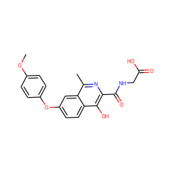 COc1ccc(Oc2ccc3c(O)c(C(=O)NCC(=O)O)nc(C)c3c2)cc1 ZINC000114019266