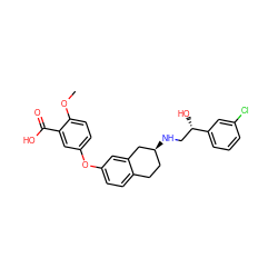 COc1ccc(Oc2ccc3c(c2)C[C@@H](NC[C@H](O)c2cccc(Cl)c2)CC3)cc1C(=O)O ZINC000040974159