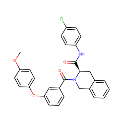 COc1ccc(Oc2cccc(C(=O)N3Cc4ccccc4C[C@@H]3C(=O)Nc3ccc(Cl)cc3)c2)cc1 ZINC000028520854