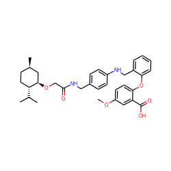 COc1ccc(Oc2ccccc2CNc2ccc(CNC(=O)CO[C@@H]3C[C@H](C)CC[C@H]3C(C)C)cc2)c(C(=O)O)c1 ZINC000026993379