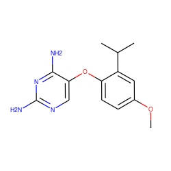 COc1ccc(Oc2cnc(N)nc2N)c(C(C)C)c1 ZINC000035282070