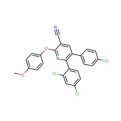 COc1ccc(Oc2nc(-c3ccc(Cl)cc3Cl)c(-c3ccc(Cl)cc3)cc2C#N)cc1 ZINC000028902913