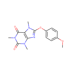 COc1ccc(Oc2nc3c(c(=O)n(C)c(=O)n3C)n2C)cc1 ZINC000000500499