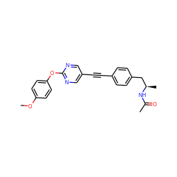 COc1ccc(Oc2ncc(C#Cc3ccc(C[C@@H](C)NC(C)=O)cc3)cn2)cc1 ZINC000169706425