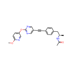 COc1ccc(Oc2ncc(C#Cc3ccc(C[C@@H](C)NC(C)=O)cc3)cn2)cn1 ZINC000169706407