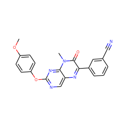 COc1ccc(Oc2ncc3nc(-c4cccc(C#N)c4)c(=O)n(C)c3n2)cc1 ZINC000004238926