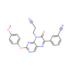 COc1ccc(Oc2ncc3nc(-c4cccc(C#N)c4)c(=O)n(CCC#N)c3n2)cc1 ZINC000004238882