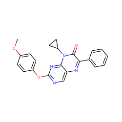 COc1ccc(Oc2ncc3nc(-c4ccccc4)c(=O)n(C4CC4)c3n2)cc1 ZINC000004238529