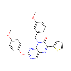 COc1ccc(Oc2ncc3nc(-c4cccs4)c(=O)n(Cc4cccc(OC)c4)c3n2)cc1 ZINC000004238261