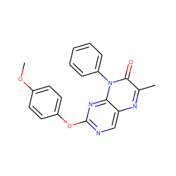 COc1ccc(Oc2ncc3nc(C)c(=O)n(-c4ccccc4)c3n2)cc1 ZINC000004238868