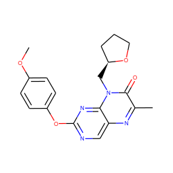 COc1ccc(Oc2ncc3nc(C)c(=O)n(C[C@H]4CCCO4)c3n2)cc1 ZINC000004238816