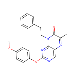 COc1ccc(Oc2ncc3nc(C)c(=O)n(CCc4ccccc4)c3n2)cc1 ZINC000004238445