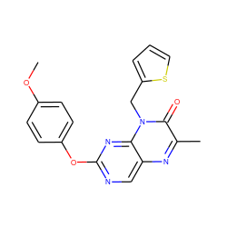 COc1ccc(Oc2ncc3nc(C)c(=O)n(Cc4cccs4)c3n2)cc1 ZINC000004238235