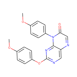 COc1ccc(Oc2ncc3ncc(=O)n(-c4ccc(OC)cc4)c3n2)cc1 ZINC000004238906