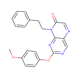 COc1ccc(Oc2ncc3ncc(=O)n(CCc4ccccc4)c3n2)cc1 ZINC000004238461