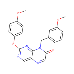 COc1ccc(Oc2ncc3ncc(=O)n(Cc4cccc(OC)c4)c3n2)cc1 ZINC000004238462