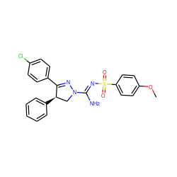 COc1ccc(S(=O)(=O)/N=C(\N)N2C[C@@H](c3ccccc3)C(c3ccc(Cl)cc3)=N2)cc1 ZINC000013559233