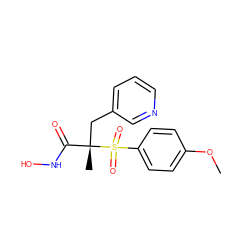 COc1ccc(S(=O)(=O)[C@@](C)(Cc2cccnc2)C(=O)NO)cc1 ZINC000013520814