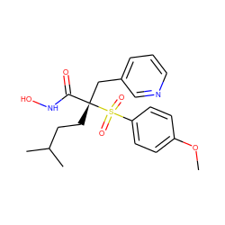 COc1ccc(S(=O)(=O)[C@@](CCC(C)C)(Cc2cccnc2)C(=O)NO)cc1 ZINC000013520833