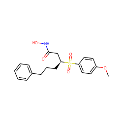 COc1ccc(S(=O)(=O)[C@@H](CCCc2ccccc2)CC(=O)NO)cc1 ZINC000013782892
