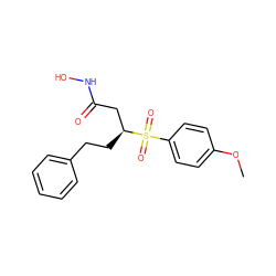 COc1ccc(S(=O)(=O)[C@@H](CCc2ccccc2)CC(=O)NO)cc1 ZINC000013782890