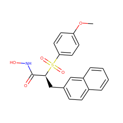 COc1ccc(S(=O)(=O)[C@@H](Cc2ccc3ccccc3c2)C(=O)NO)cc1 ZINC000013520747