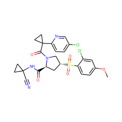 COc1ccc(S(=O)(=O)[C@@H]2C[C@@H](C(=O)NC3(C#N)CC3)N(C(=O)C3(c4ccc(Cl)cn4)CC3)C2)c(Cl)c1 ZINC000211068761