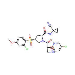 COc1ccc(S(=O)(=O)[C@@H]2C[C@@H](C(=O)NC3(C#N)CC3)N(C(=O)C3(c4ccc(Cl)cn4)CNC3)C2)c(Cl)c1 ZINC000150225052