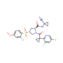 COc1ccc(S(=O)(=O)[C@@H]2C[C@@H](C(=O)NC3(C#N)CC3)N(C(=O)C3(c4ncc(Cl)cc4F)CC3)C2)c(Cl)c1 ZINC000211073891