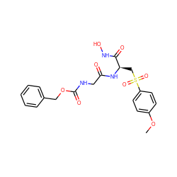 COc1ccc(S(=O)(=O)C[C@@H](NC(=O)CNC(=O)OCc2ccccc2)C(=O)NO)cc1 ZINC000026657348