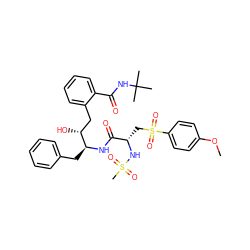 COc1ccc(S(=O)(=O)C[C@H](NS(C)(=O)=O)C(=O)N[C@@H](Cc2ccccc2)[C@H](O)Cc2ccccc2C(=O)NC(C)(C)C)cc1 ZINC000026017821