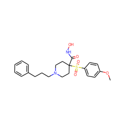 COc1ccc(S(=O)(=O)C2(C(=O)NO)CCN(CCCc3ccccc3)CC2)cc1 ZINC000013520987