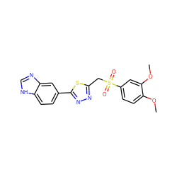 COc1ccc(S(=O)(=O)Cc2nnc(-c3ccc4[nH]cnc4c3)s2)cc1OC ZINC000072317056