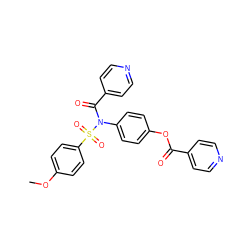 COc1ccc(S(=O)(=O)N(C(=O)c2ccncc2)c2ccc(OC(=O)c3ccncc3)cc2)cc1 ZINC000008439085