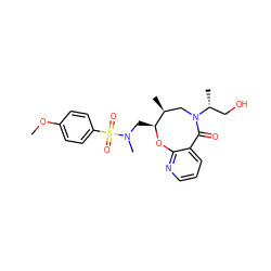 COc1ccc(S(=O)(=O)N(C)C[C@@H]2Oc3ncccc3C(=O)N([C@H](C)CO)C[C@@H]2C)cc1 ZINC000095854506