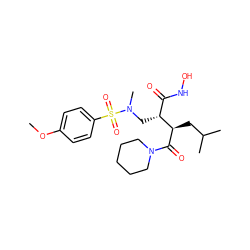 COc1ccc(S(=O)(=O)N(C)C[C@H](C(=O)NO)[C@@H](CC(C)C)C(=O)N2CCCCC2)cc1 ZINC000003821543