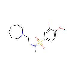 COc1ccc(S(=O)(=O)N(C)CCN2CCCCCC2)cc1I ZINC000013780041