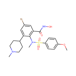 COc1ccc(S(=O)(=O)N(C)c2c(C(=O)NO)cc(Br)cc2C2CCN(C)CC2)cc1 ZINC000028222067