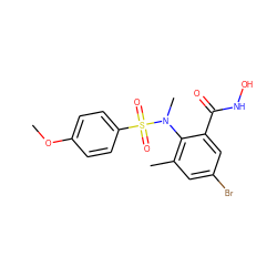 COc1ccc(S(=O)(=O)N(C)c2c(C)cc(Br)cc2C(=O)NO)cc1 ZINC000013440690