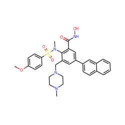 COc1ccc(S(=O)(=O)N(C)c2c(CN3CCN(C)CC3)cc(-c3ccc4ccccc4c3)cc2C(=O)NO)cc1 ZINC000026745223