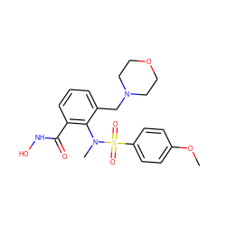 COc1ccc(S(=O)(=O)N(C)c2c(CN3CCOCC3)cccc2C(=O)NO)cc1 ZINC000026750413