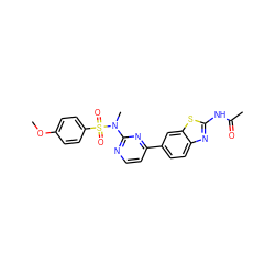 COc1ccc(S(=O)(=O)N(C)c2nccc(-c3ccc4nc(NC(C)=O)sc4c3)n2)cc1 ZINC000071317898