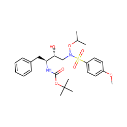 COc1ccc(S(=O)(=O)N(C[C@@H](O)[C@H](Cc2ccccc2)NC(=O)OC(C)(C)C)OC(C)C)cc1 ZINC000014946330