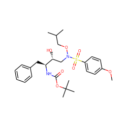 COc1ccc(S(=O)(=O)N(C[C@@H](O)[C@H](Cc2ccccc2)NC(=O)OC(C)(C)C)OCC(C)C)cc1 ZINC000014946332